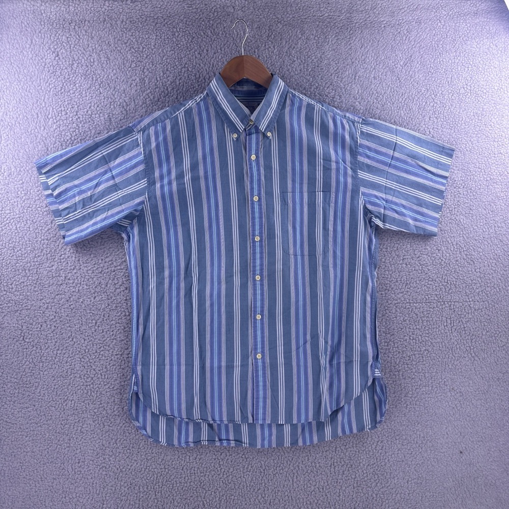 Vintage J.Crew Oarsman Mens Medium Blue Purple Multi Stripe Button Down Shirt